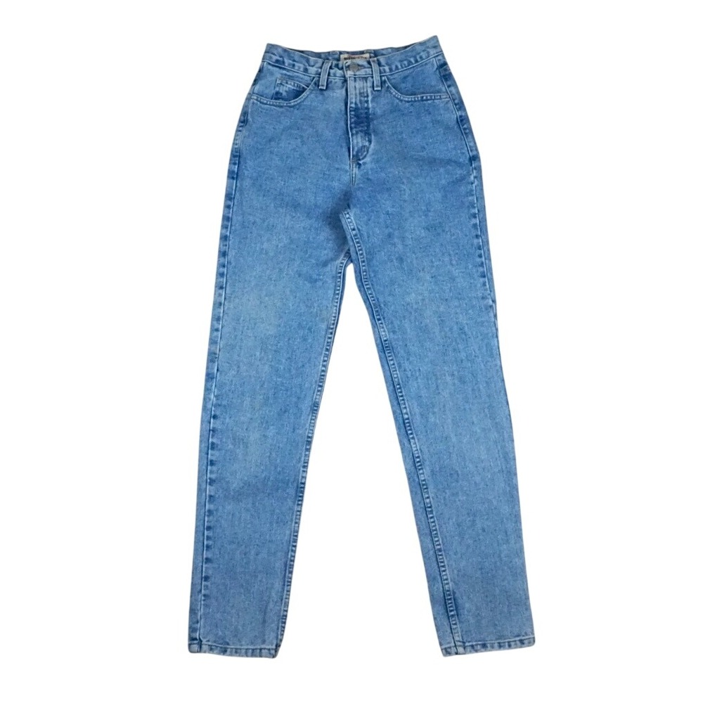 Vtg 90s Guess Jeans Women 28 High Rise Tapered Leg Light Wash USA Made Denim‎